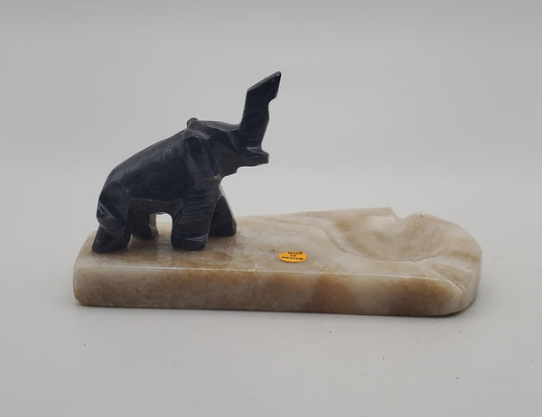 Vintage Carved Stone Elephant Ashtray