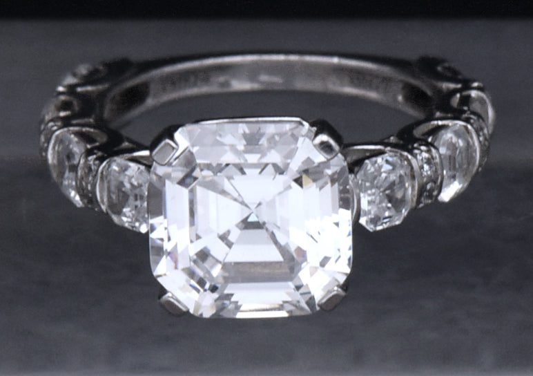 Sterling Silver Asscher Cut Cubic Zirconia Ring - Size 6.25 (AS IS)