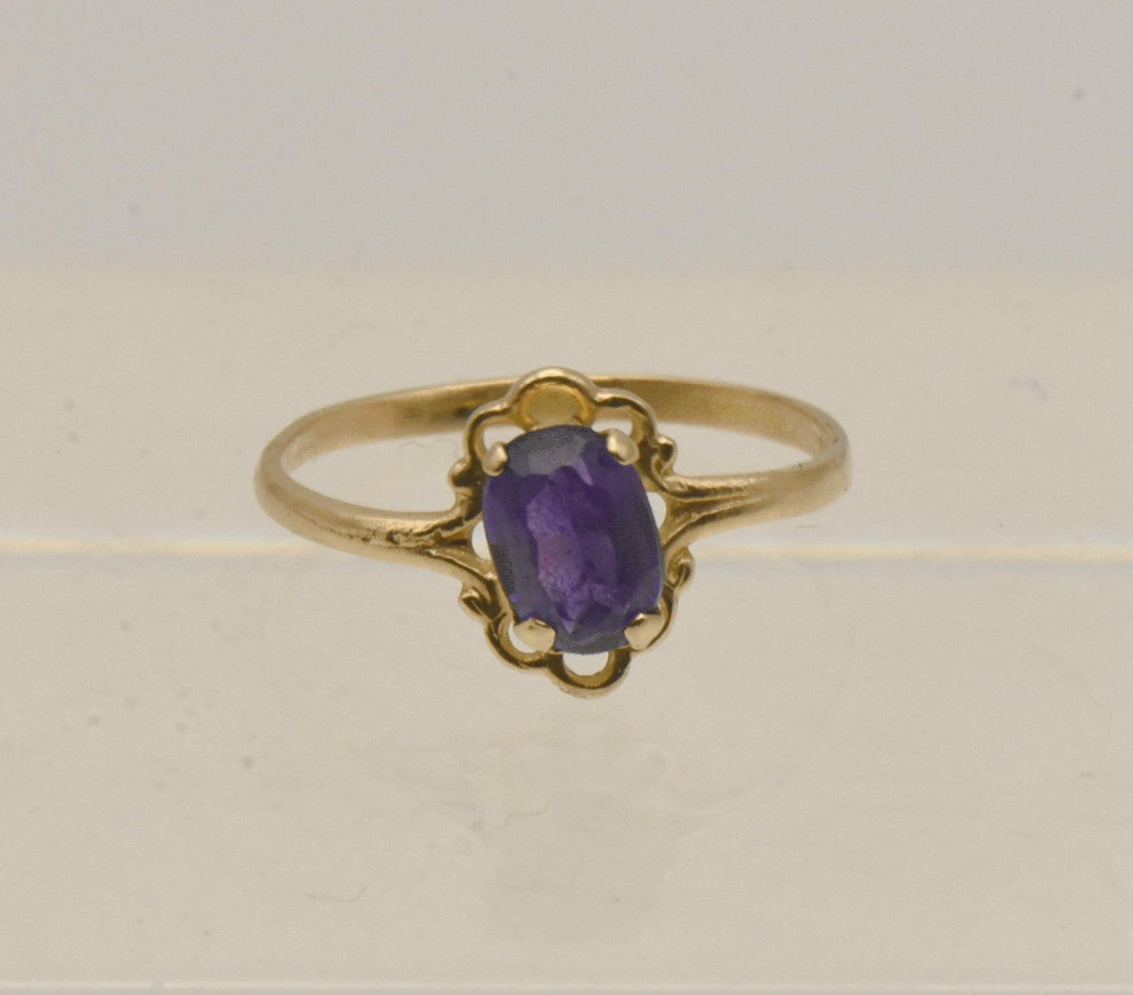 Vintage 14K Gold Synthetic Color Change Sapphire Child's Ring - Size 2.25