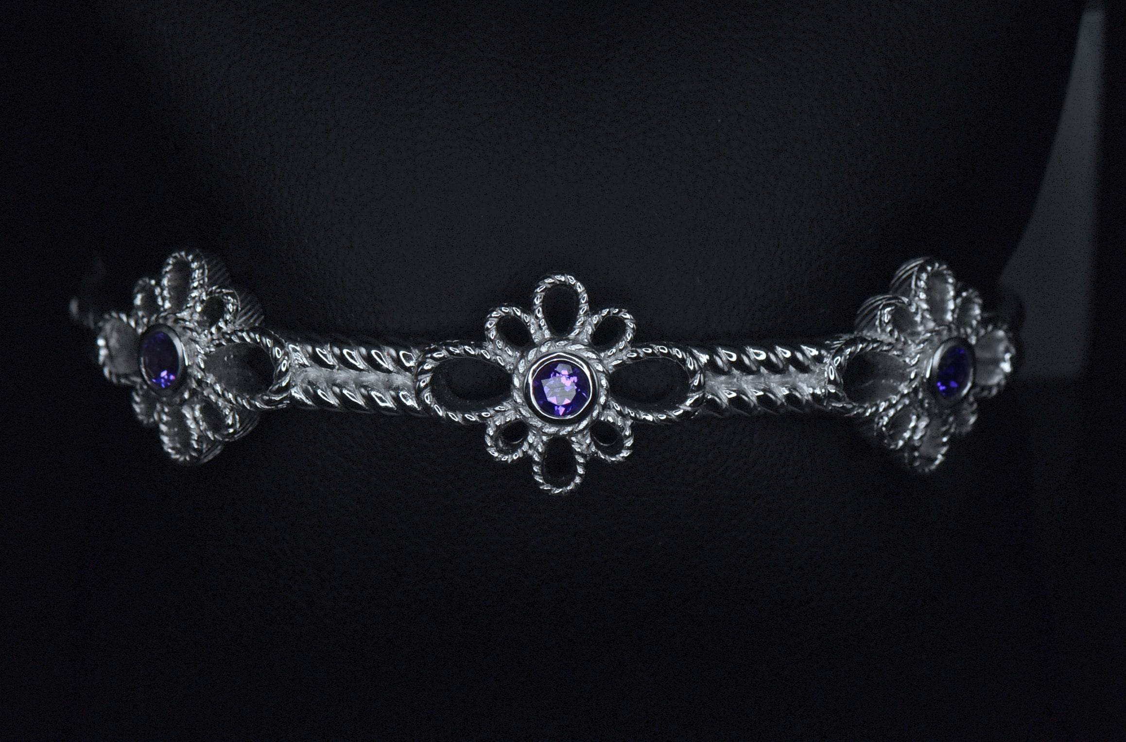 Judith Ripka - Amethyst Sterling Silver Hinged Bracelet