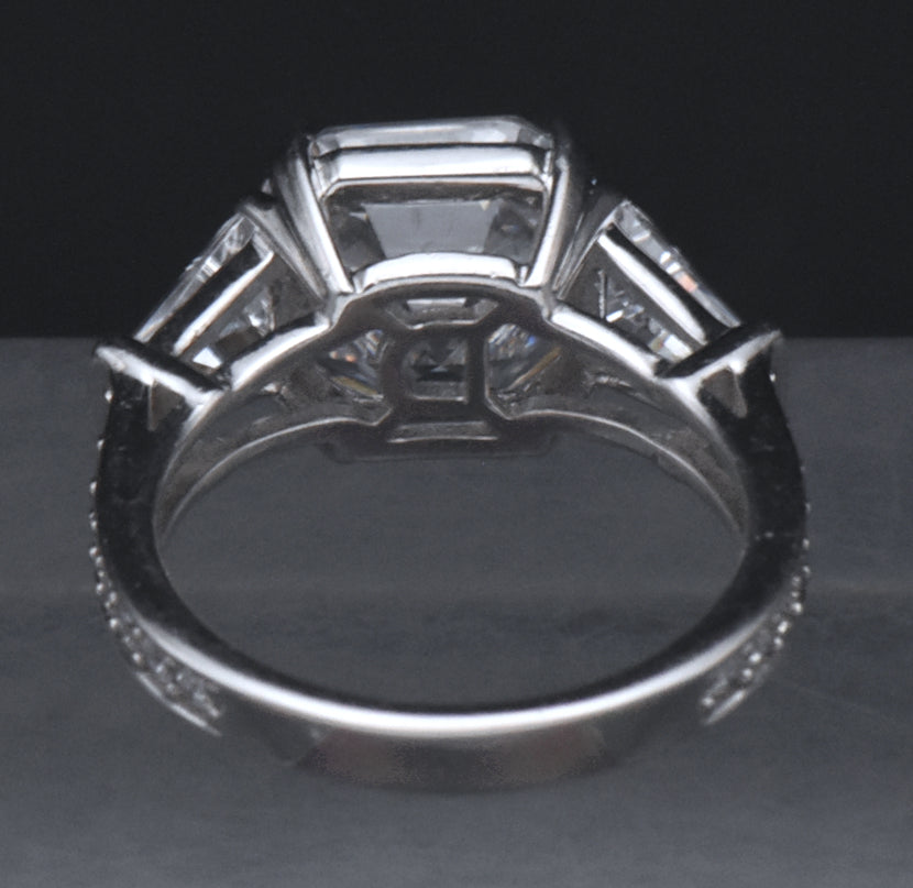 Sterling Silver Asscher Cut Cubic Zirconia Ring - Size 6.25