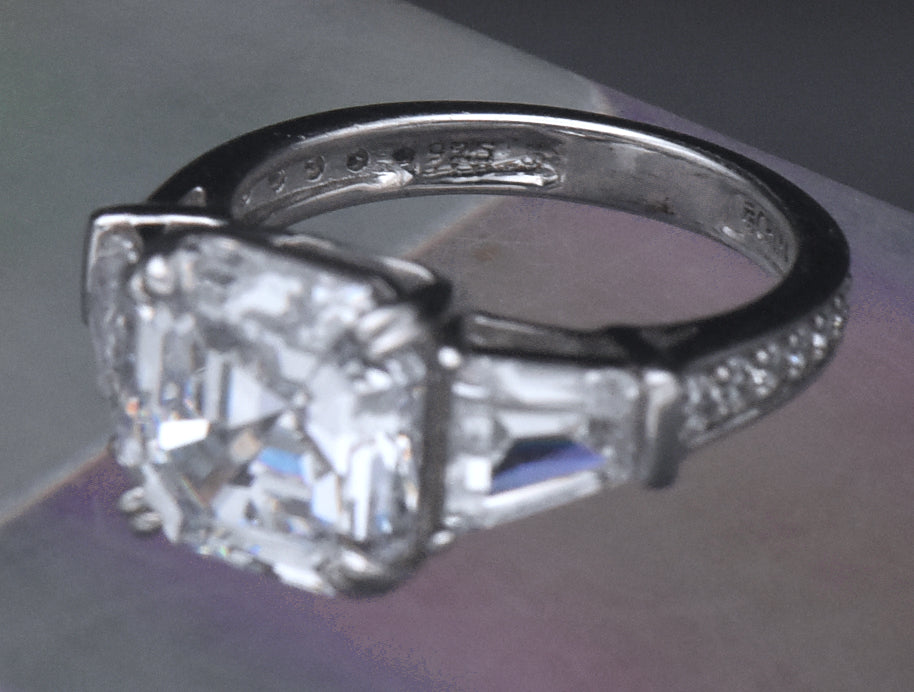 Sterling Silver Asscher Cut Cubic Zirconia Ring - Size 6.25