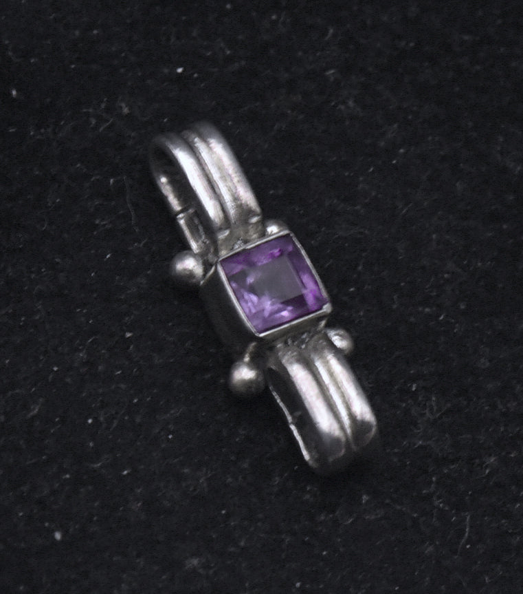 Vintage Handmade Sterling Silver Amethyst Pendant