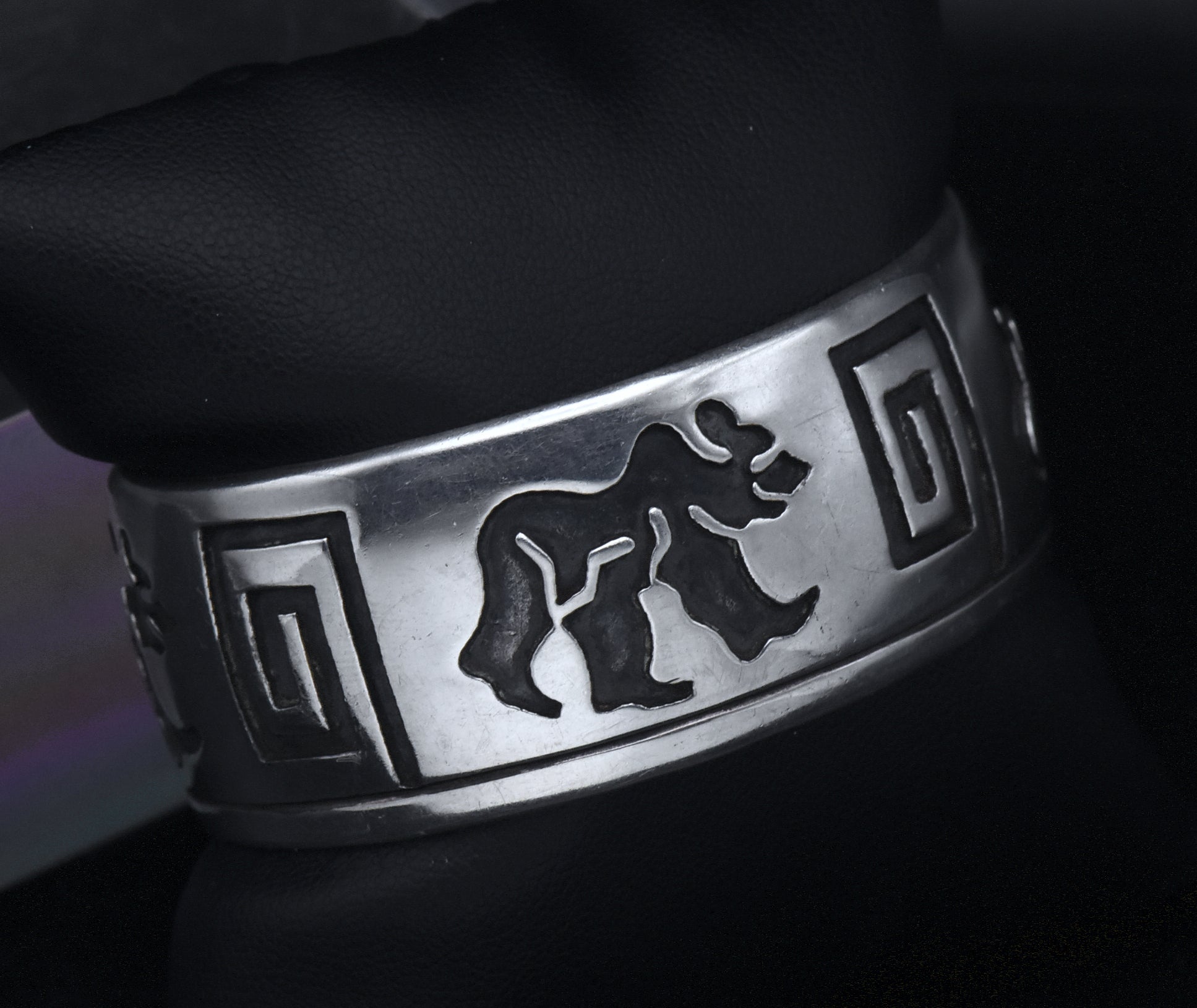 Vintage Sterling Silver Native American Bear Cuff Bracelet