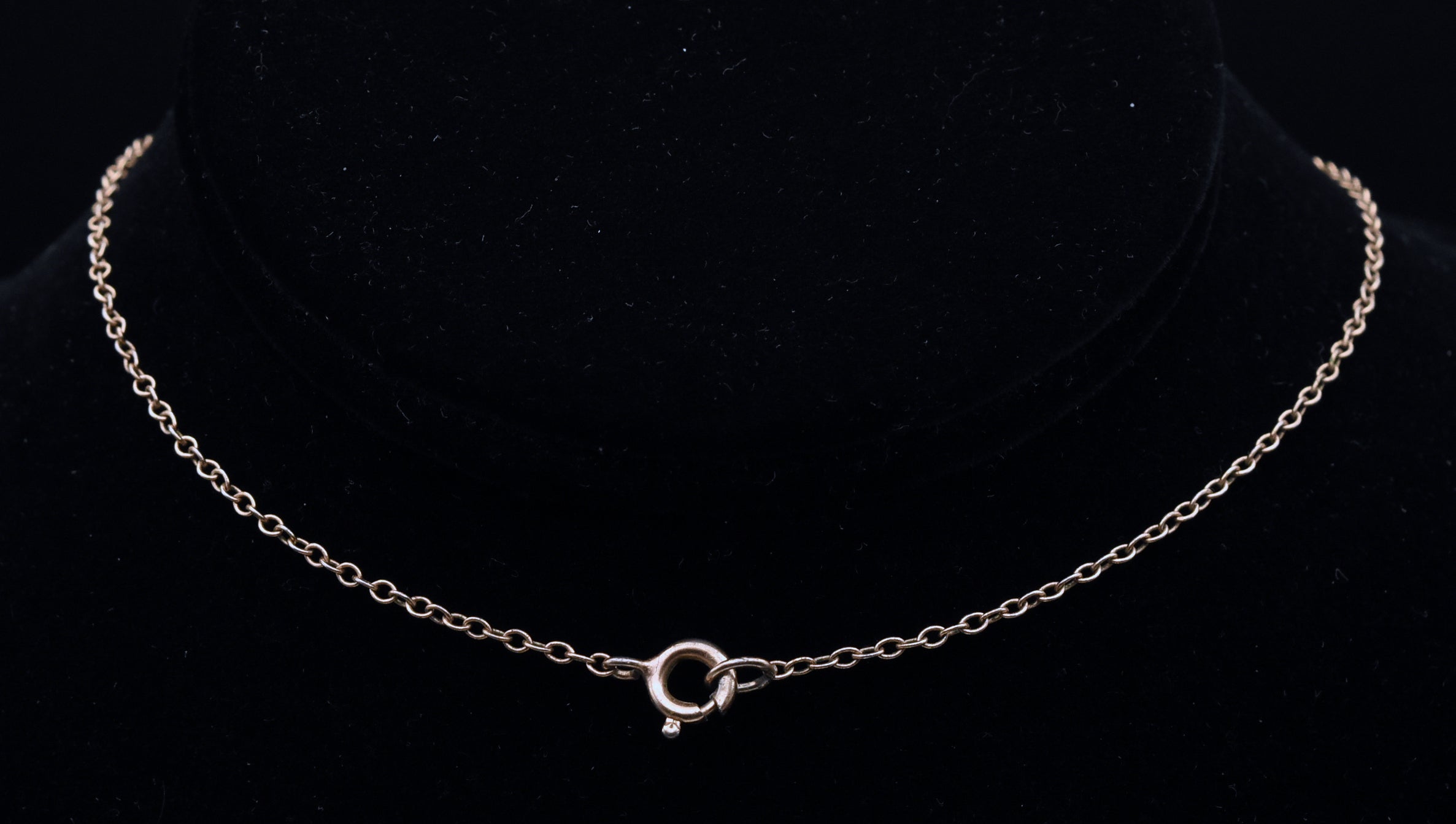 Tumbled Black Stone Pendant on Gold Tone Chain Necklace - 17"