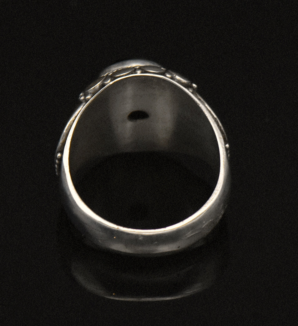 Vintage Handmade Sterling Silver and Gold Black Onyx Ring - Size 4