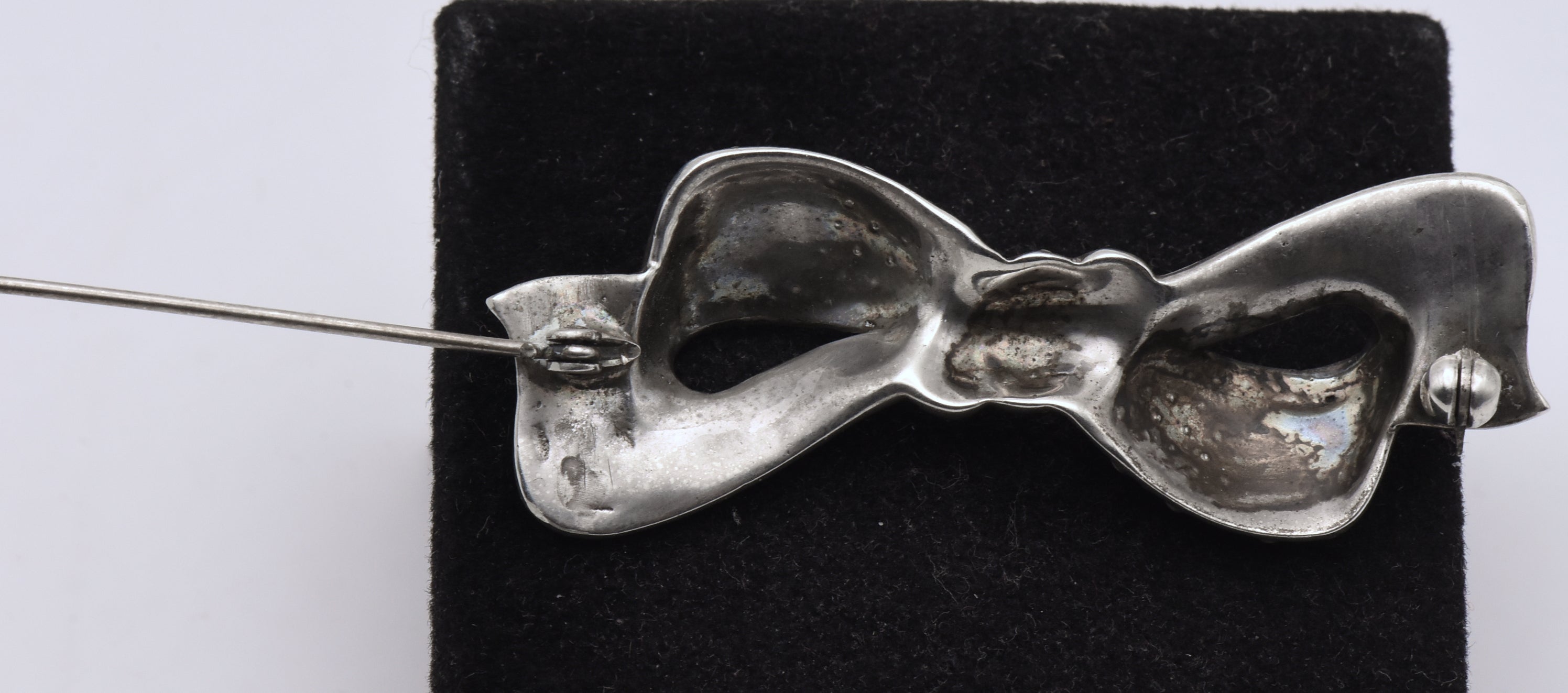Vintage Sterling Silver and Marcasite Bow Brooch
