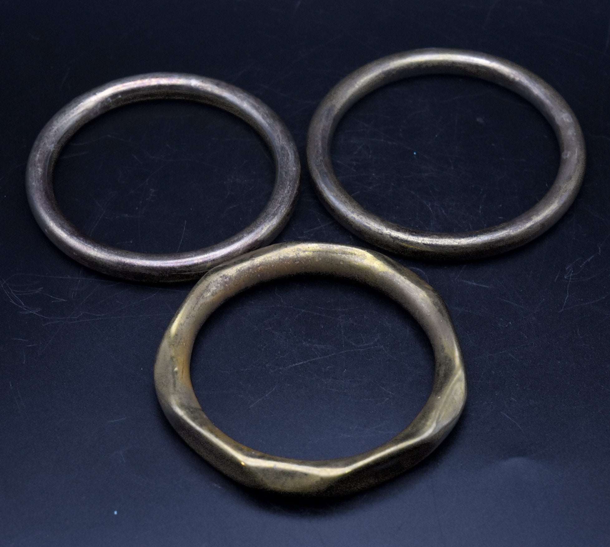 Vintage Collection of 3 Brass Bangle Bracelets