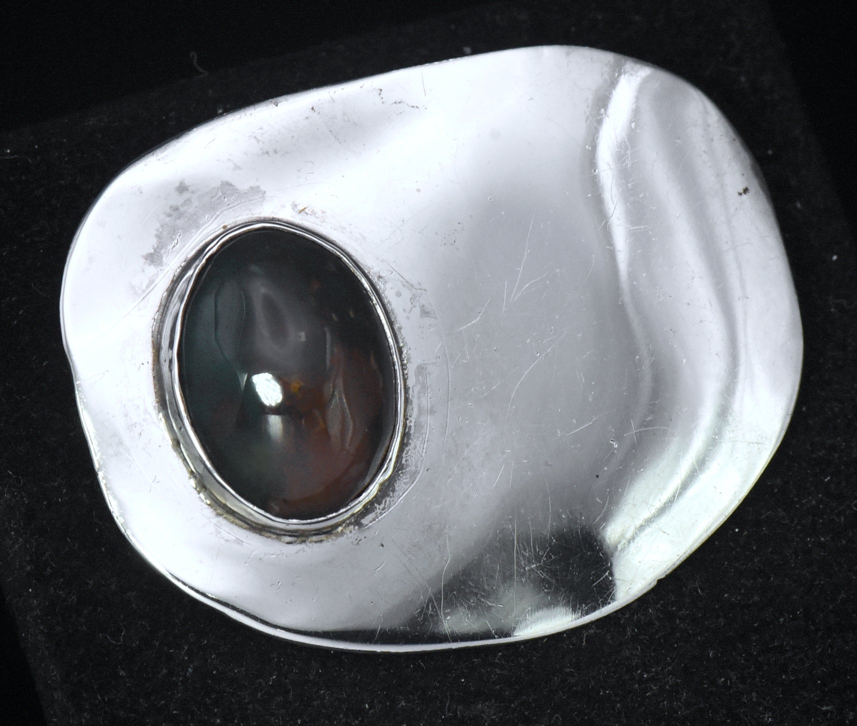 Vintage Bloodstone Sterling Silver Brooch