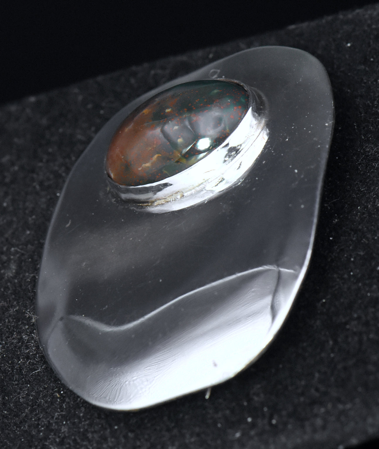 Vintage Bloodstone Sterling Silver Brooch