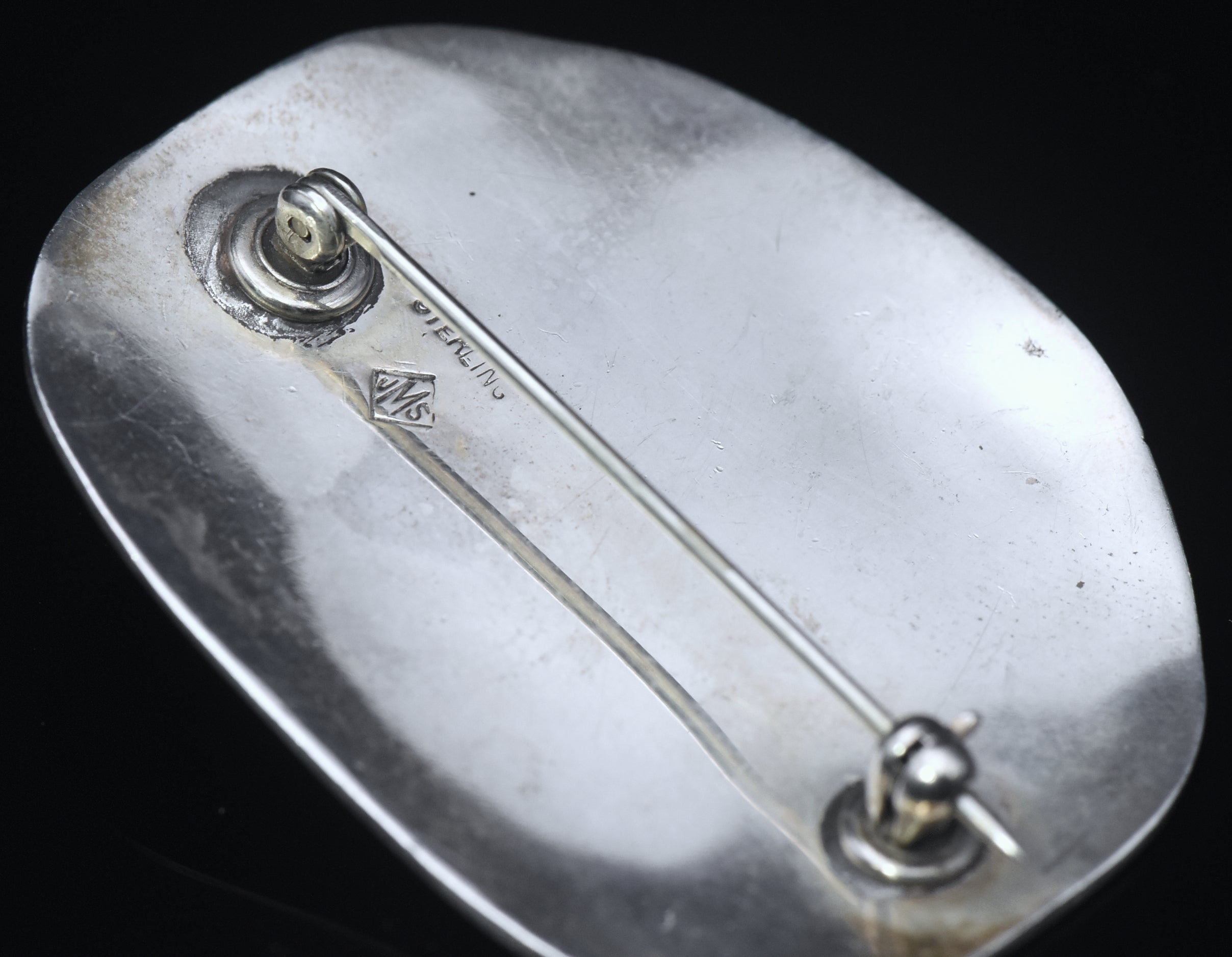 Vintage Bloodstone Sterling Silver Brooch