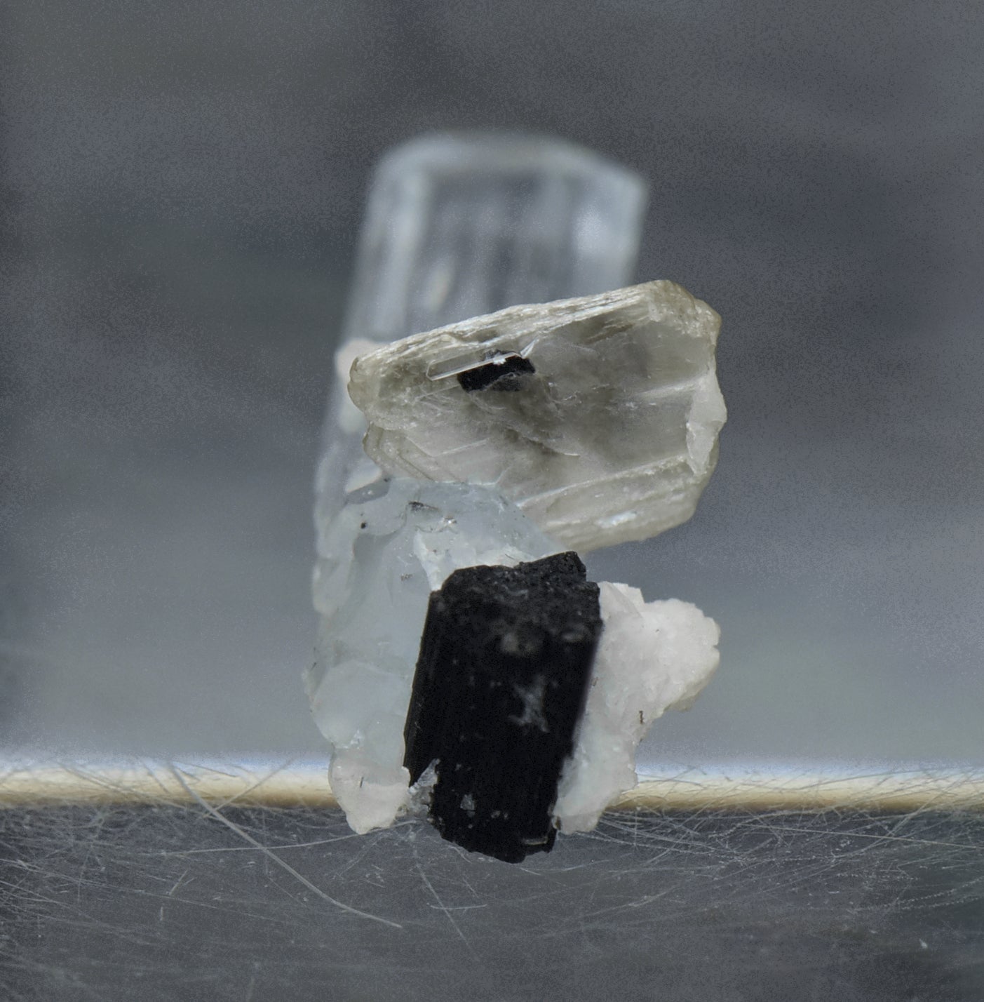 Aquamarine Crystal with Mica and Black Tourmaline Mineral Specimen - Pakistan