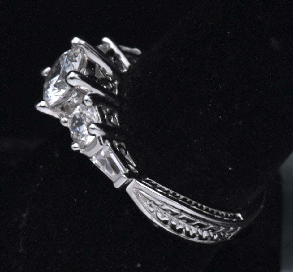 Diamonique - Sterling Silver Cubic Zirconia Ring - Size 6.75