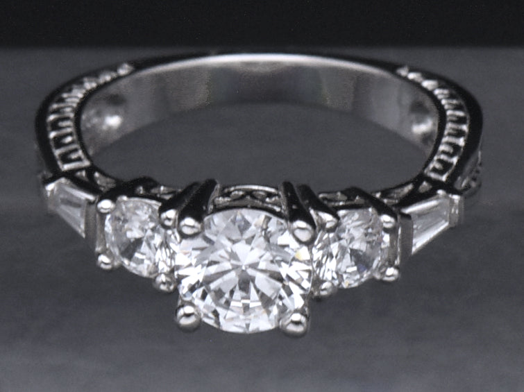 Diamonique - Sterling Silver Cubic Zirconia Ring - Size 6.75