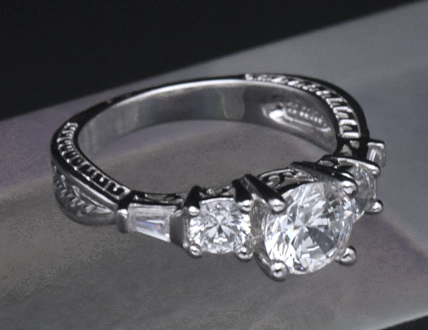 Diamonique - Sterling Silver Cubic Zirconia Ring - Size 6.75