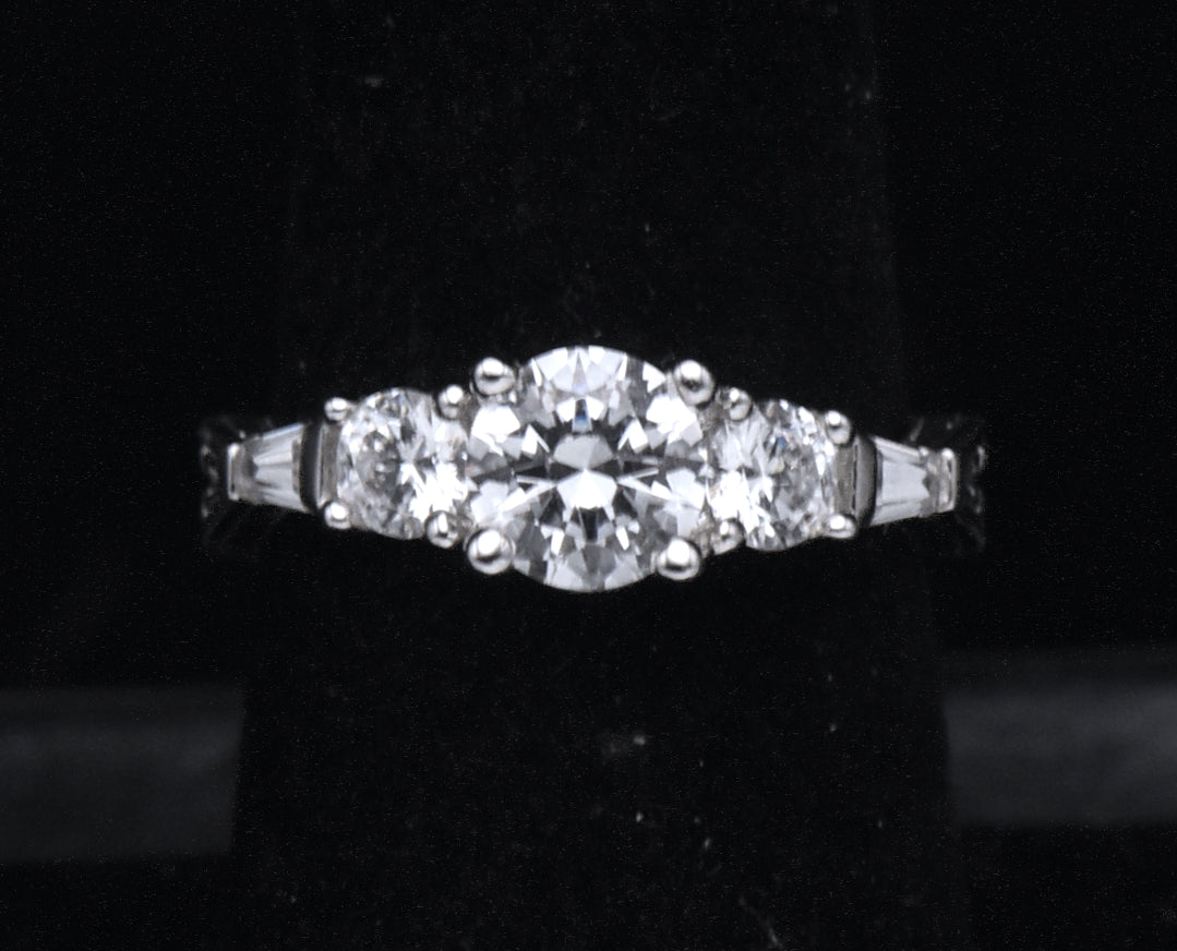 Diamonique - Sterling Silver Cubic Zirconia Ring - Size 6.75