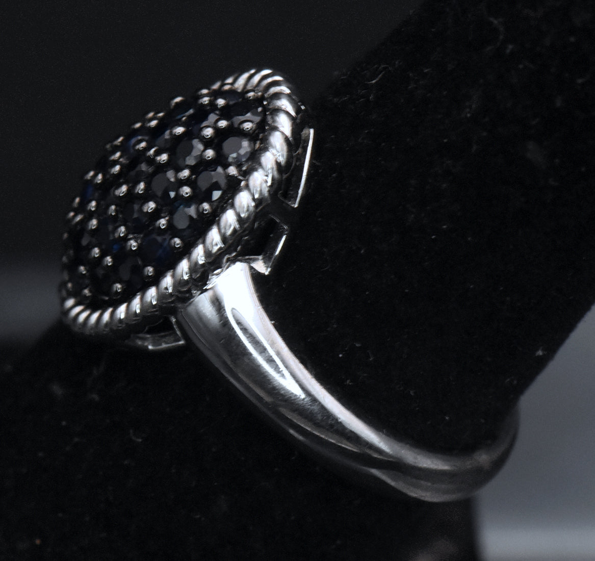 Vintage Blue Sapphire Sterling Silver Ring - Size 6.25