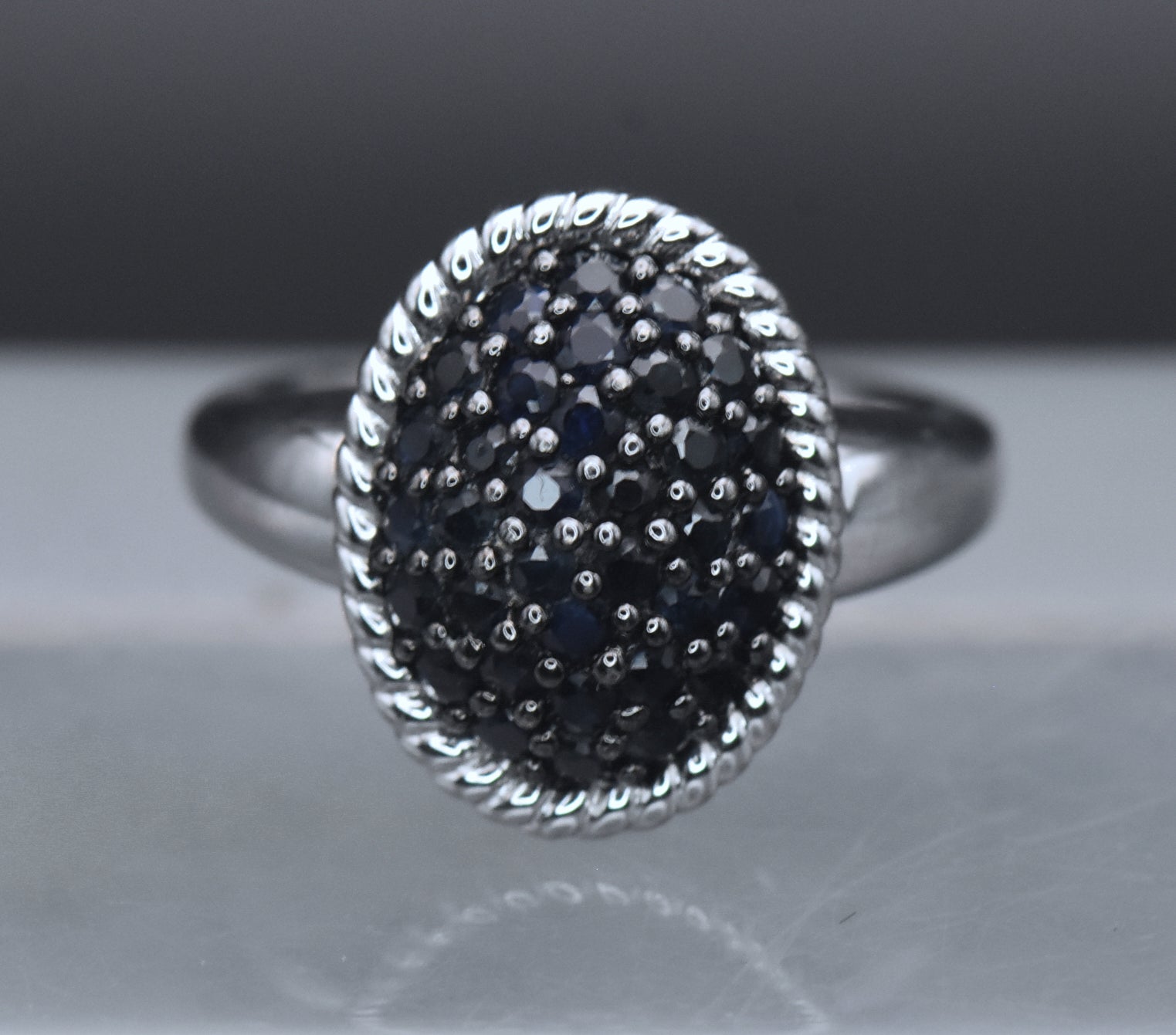 Vintage Blue Sapphire Sterling Silver Ring - Size 6.25