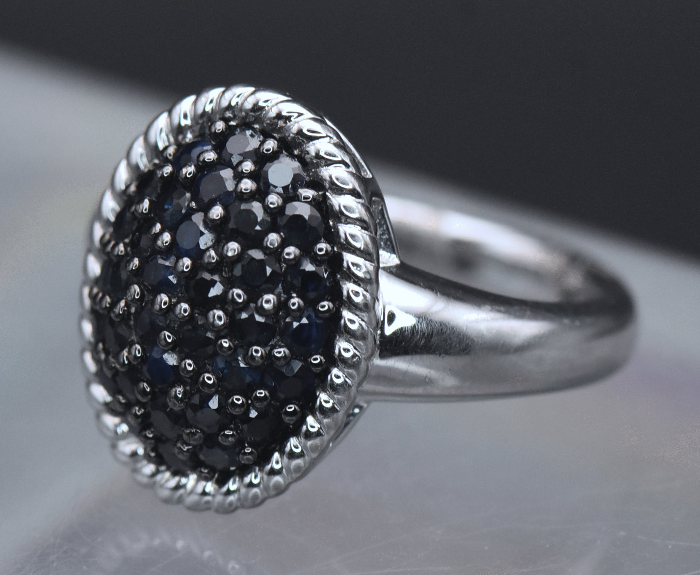 Vintage Blue Sapphire Sterling Silver Ring - Size 6.25