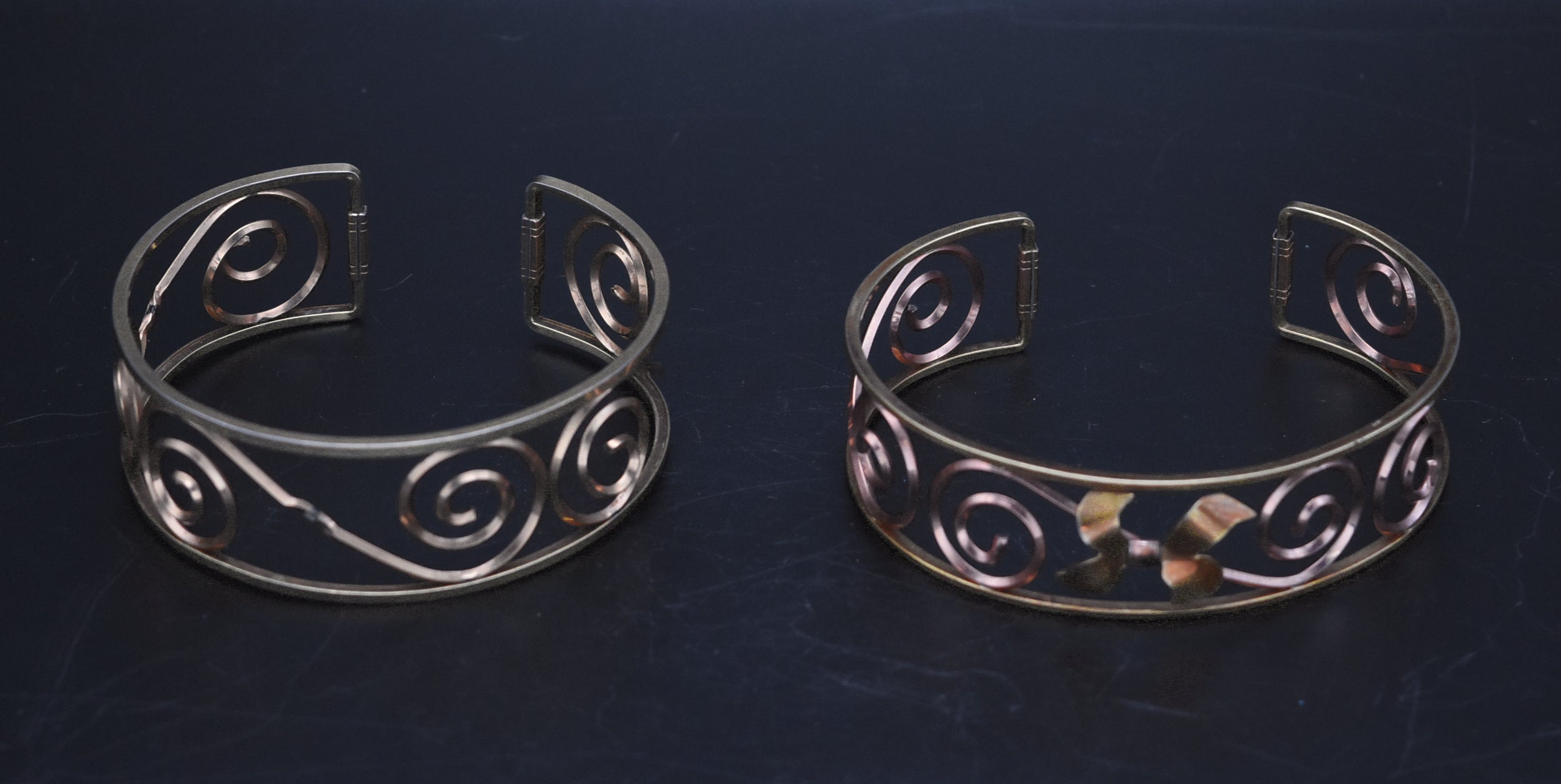 Vintage Pair of Handcrafted Bent Wire Bracelets