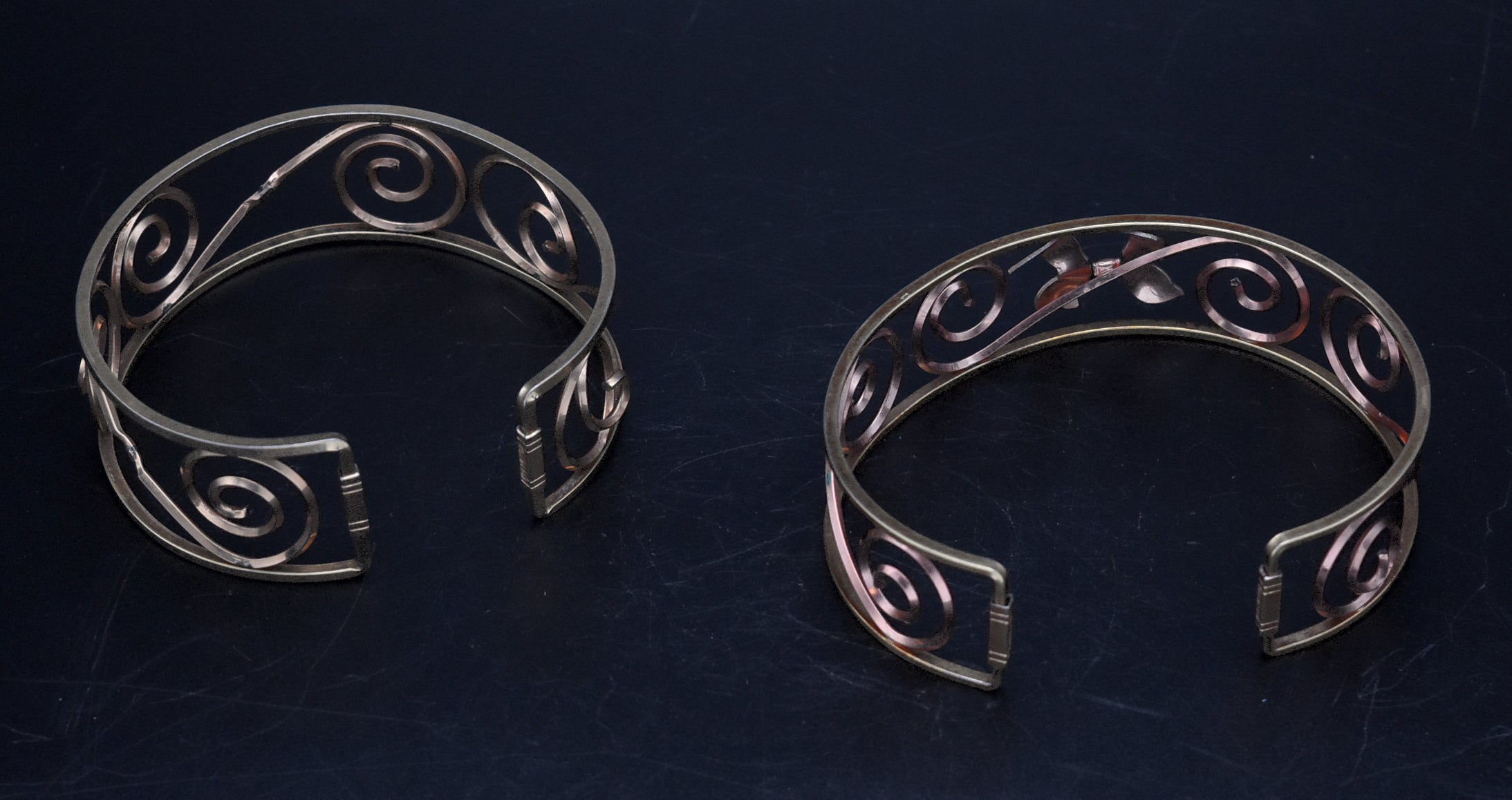 Vintage Pair of Handcrafted Bent Wire Bracelets