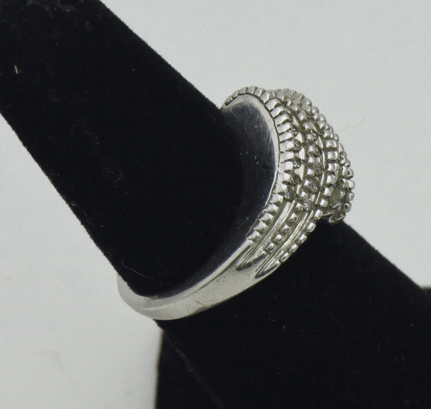 Vintage Diamonds Sterling Silver Bypass Ring - Size 5