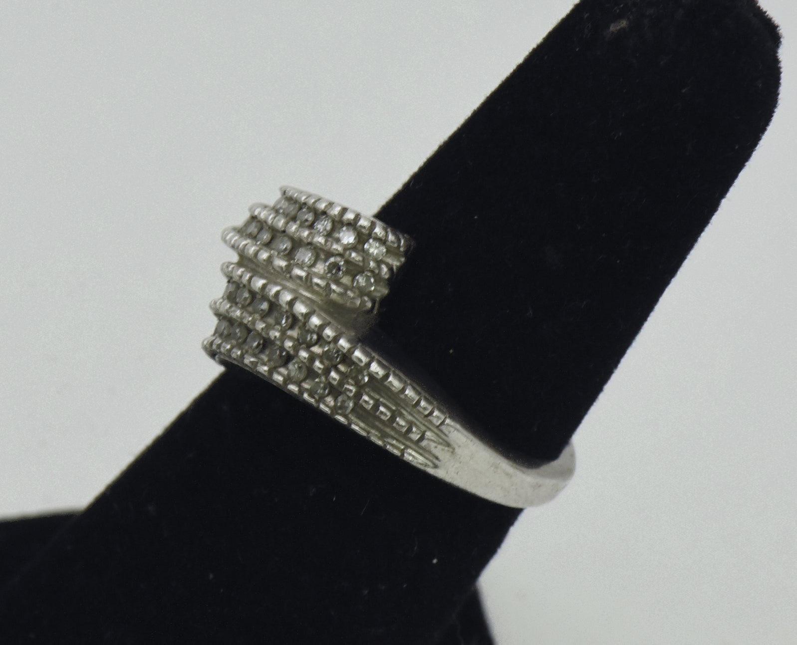 Vintage Diamonds Sterling Silver Bypass Ring - Size 5