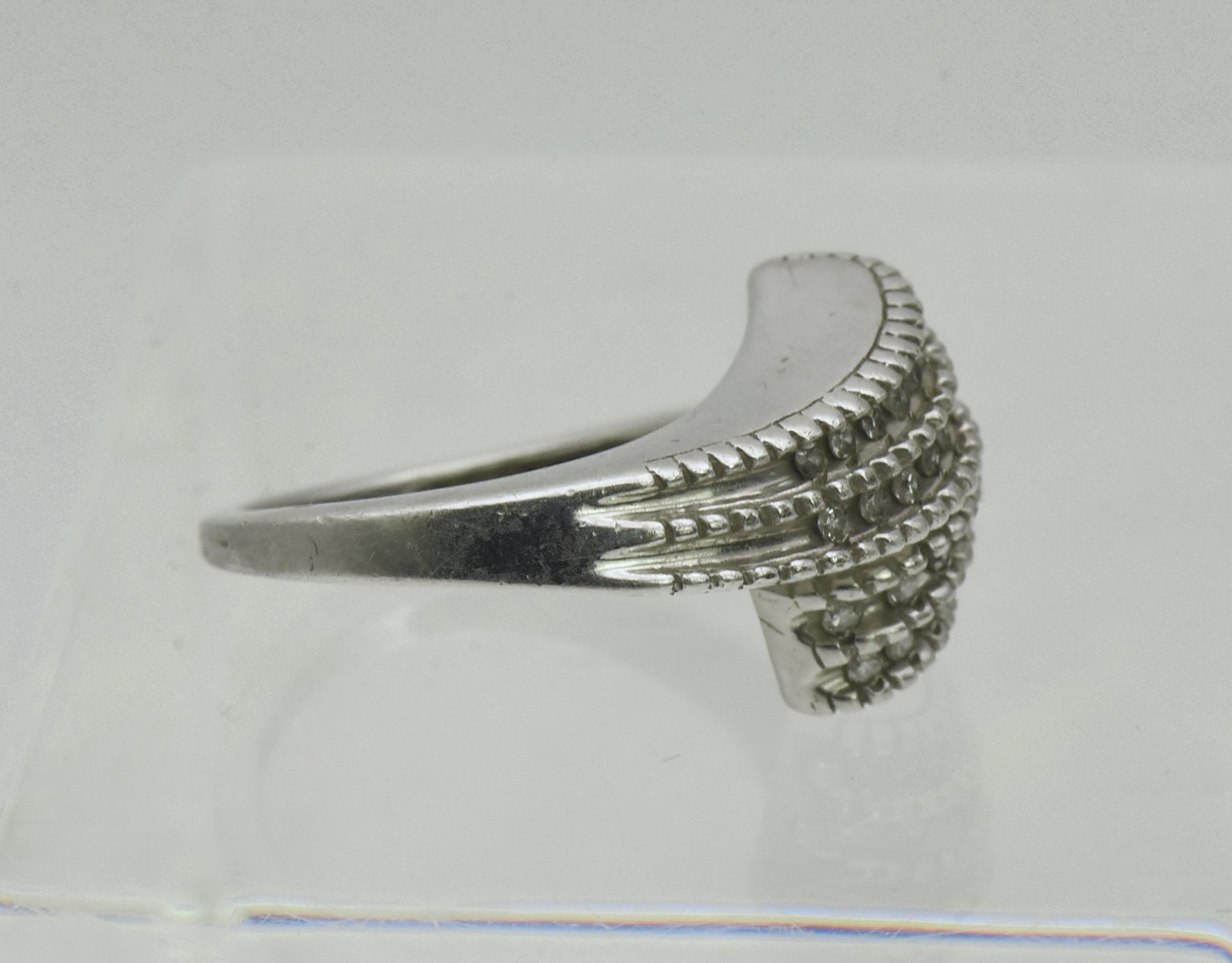 Vintage Diamonds Sterling Silver Bypass Ring - Size 5