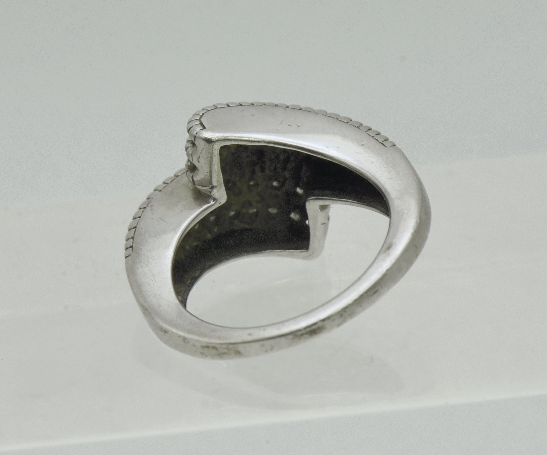 Vintage Diamonds Sterling Silver Bypass Ring - Size 5