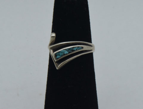 Vintage Sterling Silver Modern Design Bypass Ring - Size 4