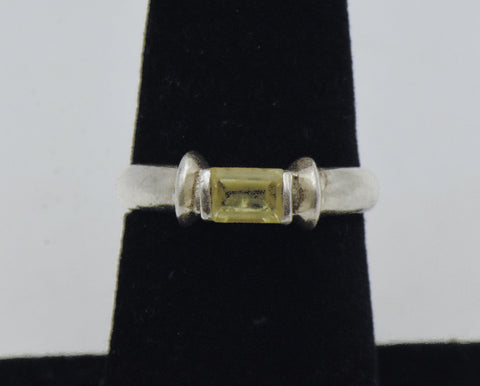 Vintage Sterling Silver Imitation Citrine Ring - Size 6.75