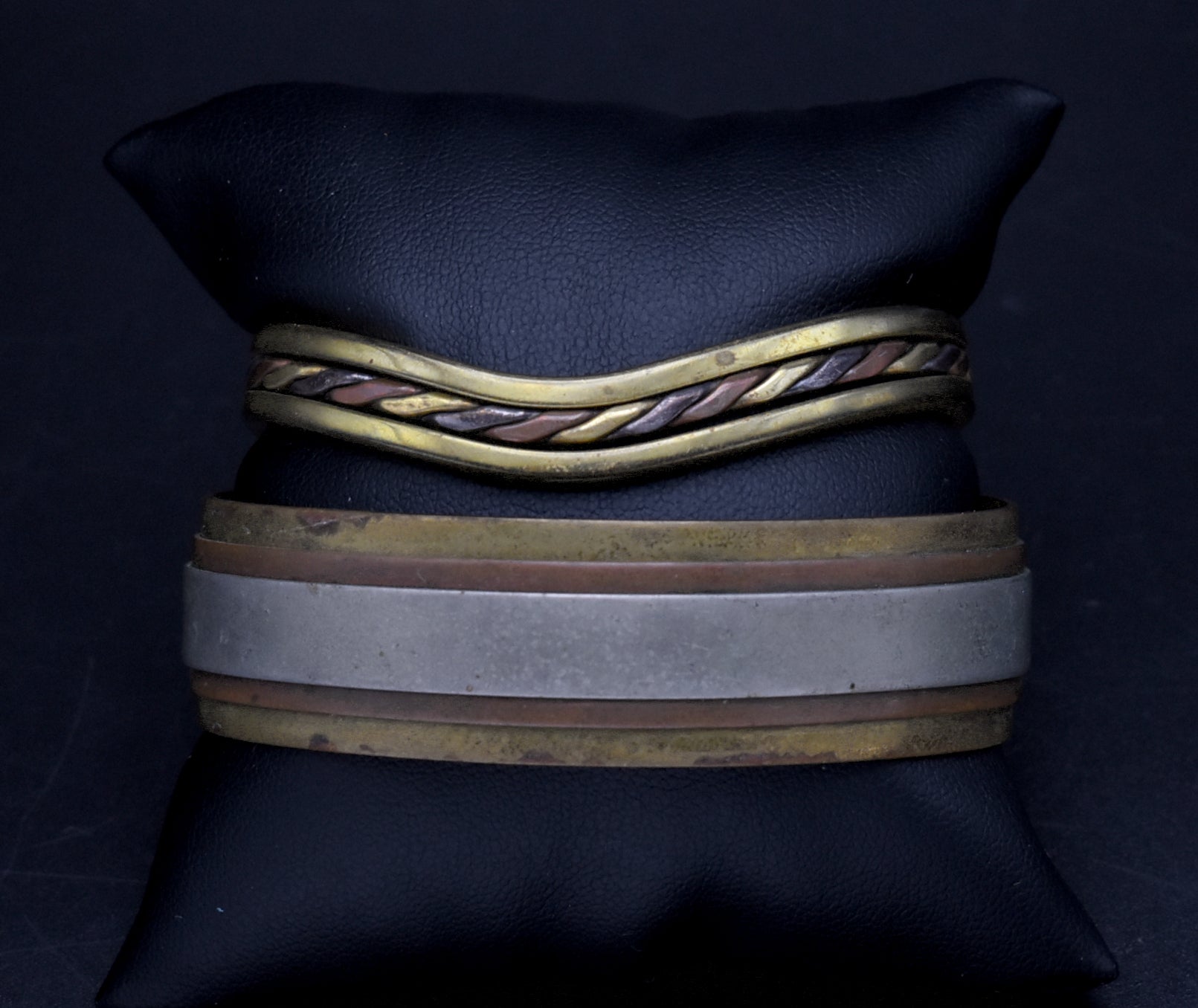 Vintage Pair of Handcrafted Mixed Metal Bracelets