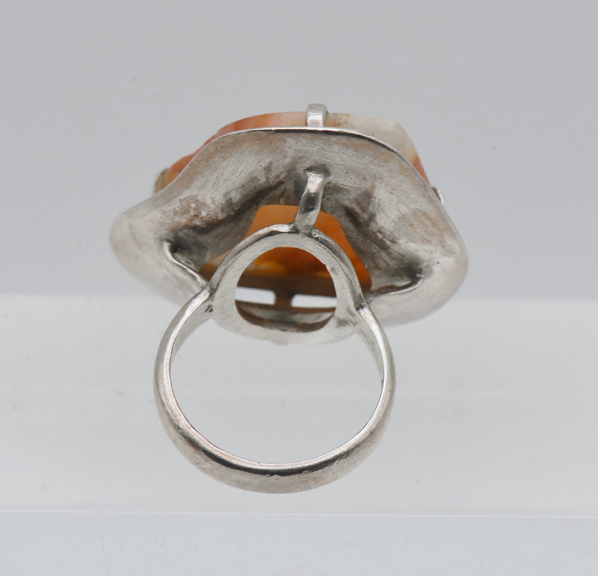 Vintage Handmade Carnelian Modern Design Silver Ring - Size 6.75