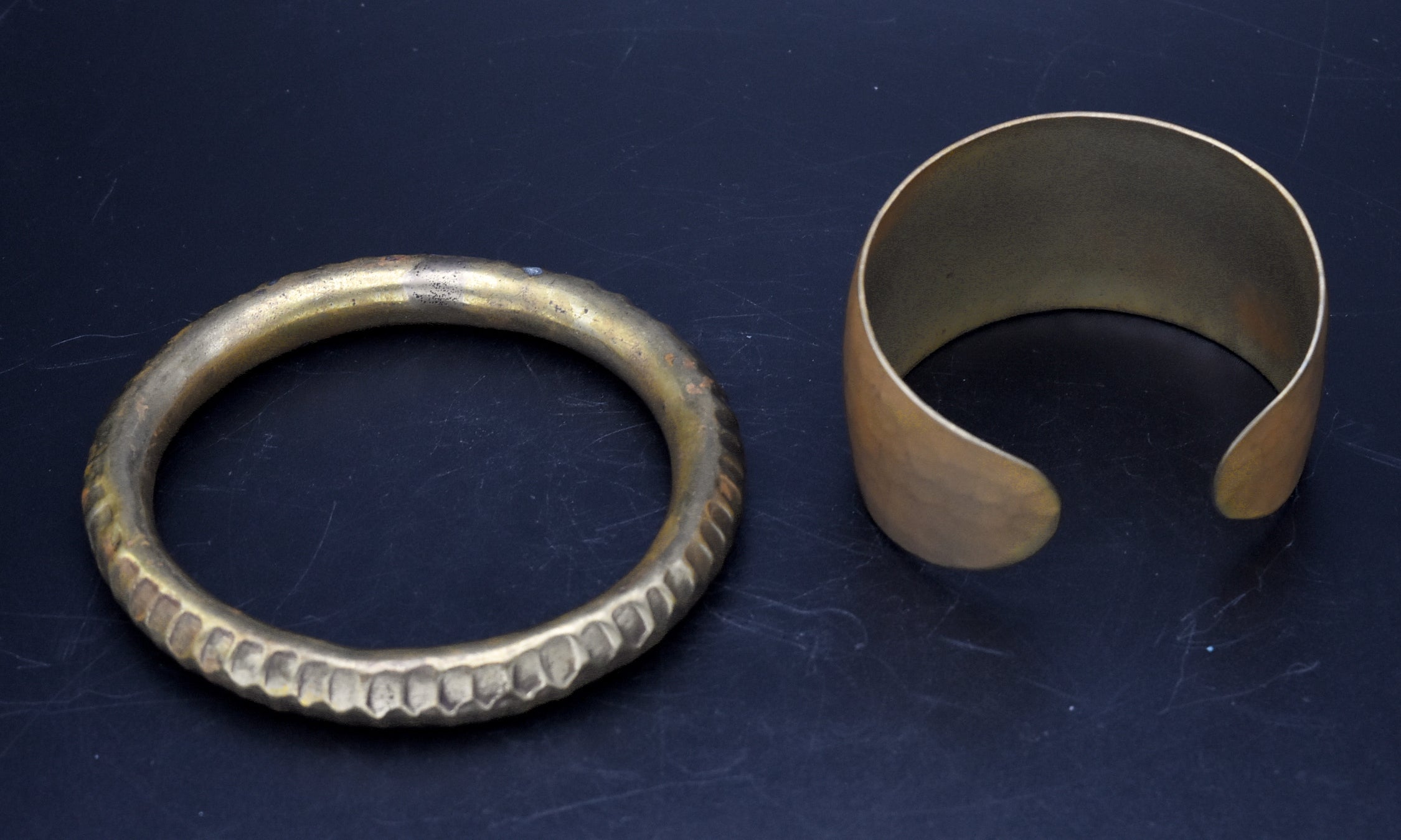 Vintage Pair of Brass Bangle and Cuff Bracelets