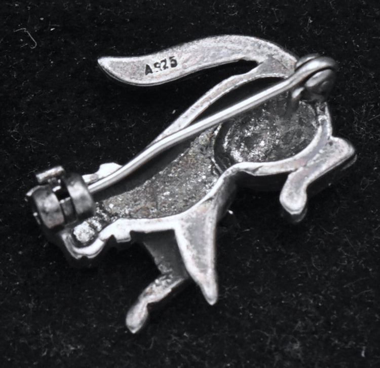 Vintage Sterling Silver and Marcasite Cat Brooch
