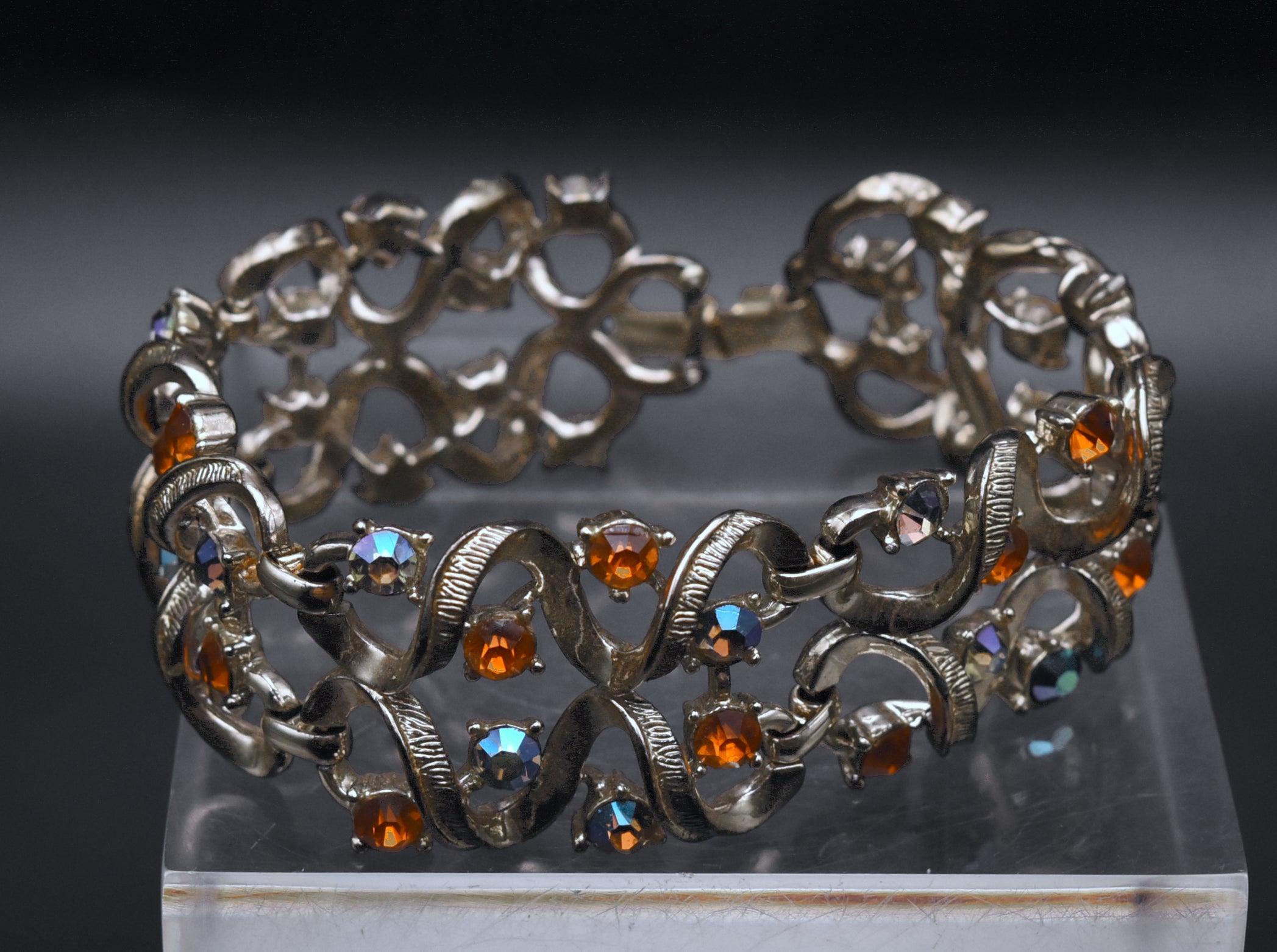 Coro - Vintage Silver Tone and Rhinestone Bracelet