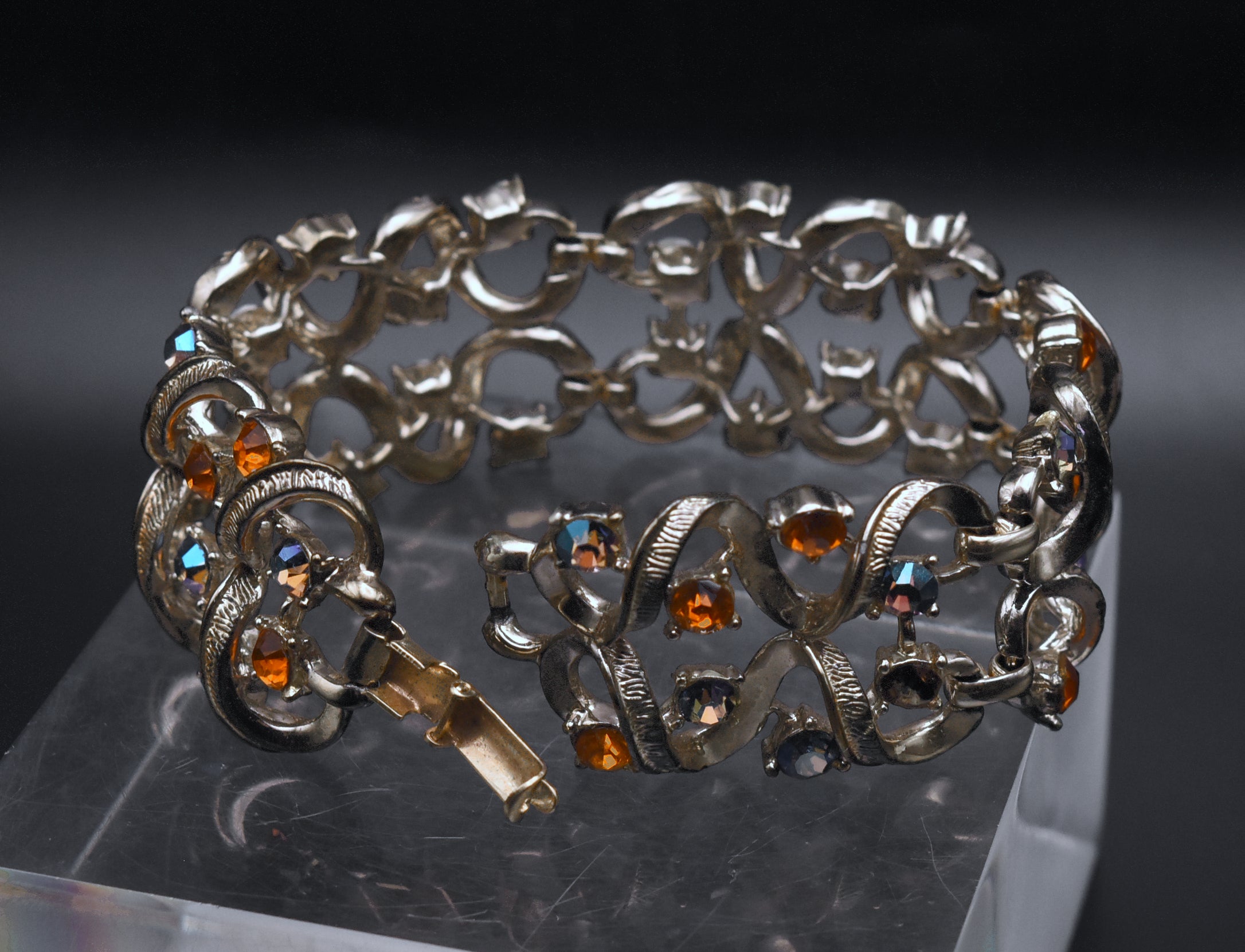 Coro - Vintage Silver Tone and Rhinestone Bracelet