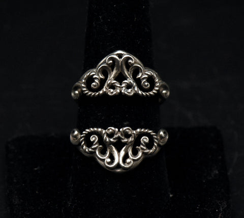 Carolyn Pollack - Vintage Sterling Silver Double Crown Finger Ring - Size 9.25