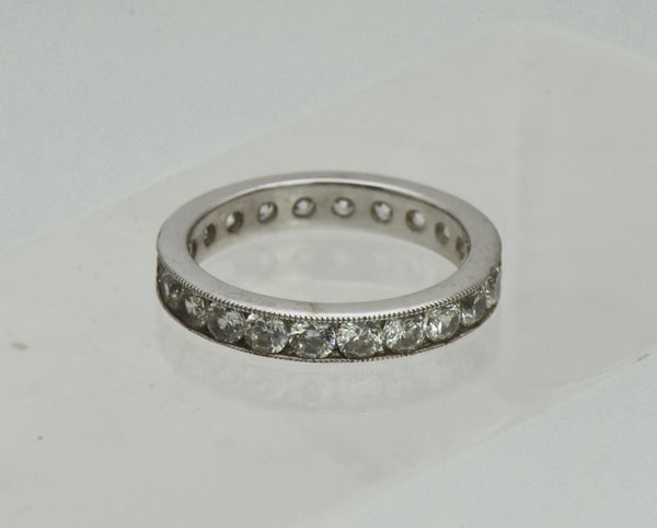 Vintage Channel Set Cubic Zirconia Sterling Silver Band - Size 6