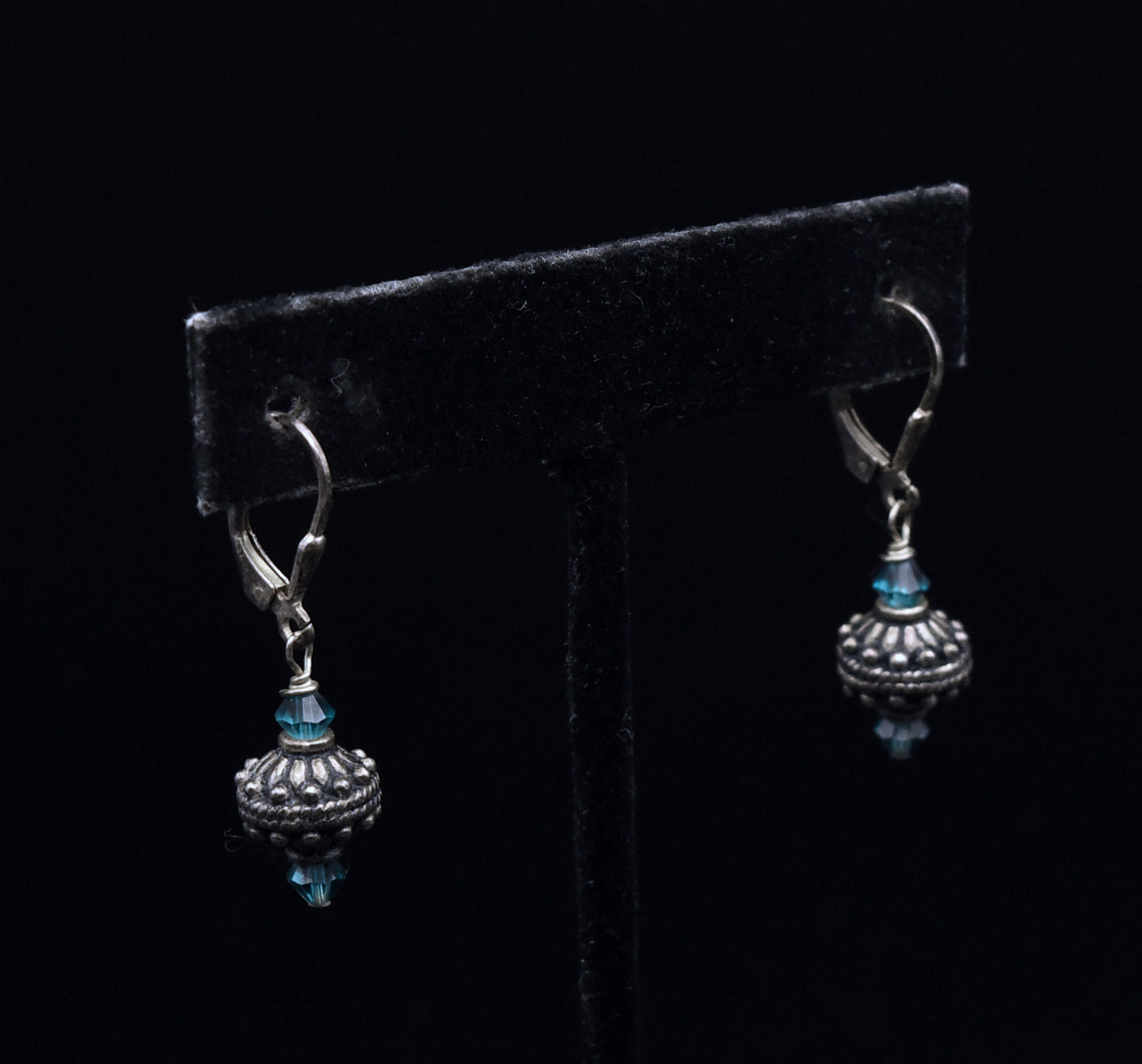 Vintage Sterling Silver Beaded Dangle Earrings