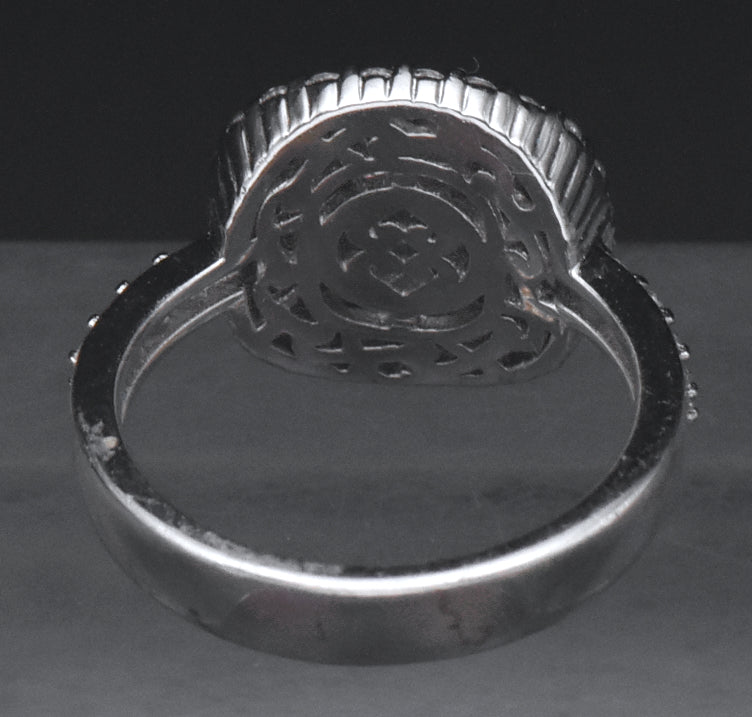 Sterling Silver Princess Cut Cubic Zirconia Double Halo Ring - Size 6