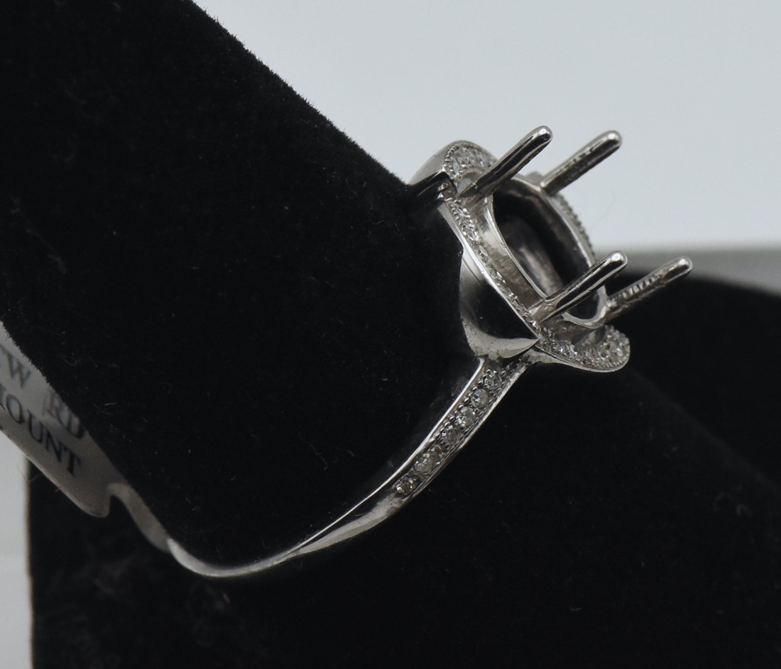 NOS Sterling Silver Diamonds 9mm Round Semi-Mount Ring - Size 9