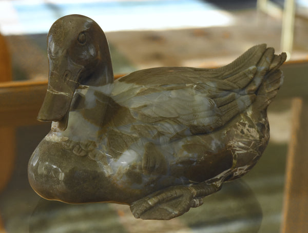 Exquisite Vintage Carved Stone Duck