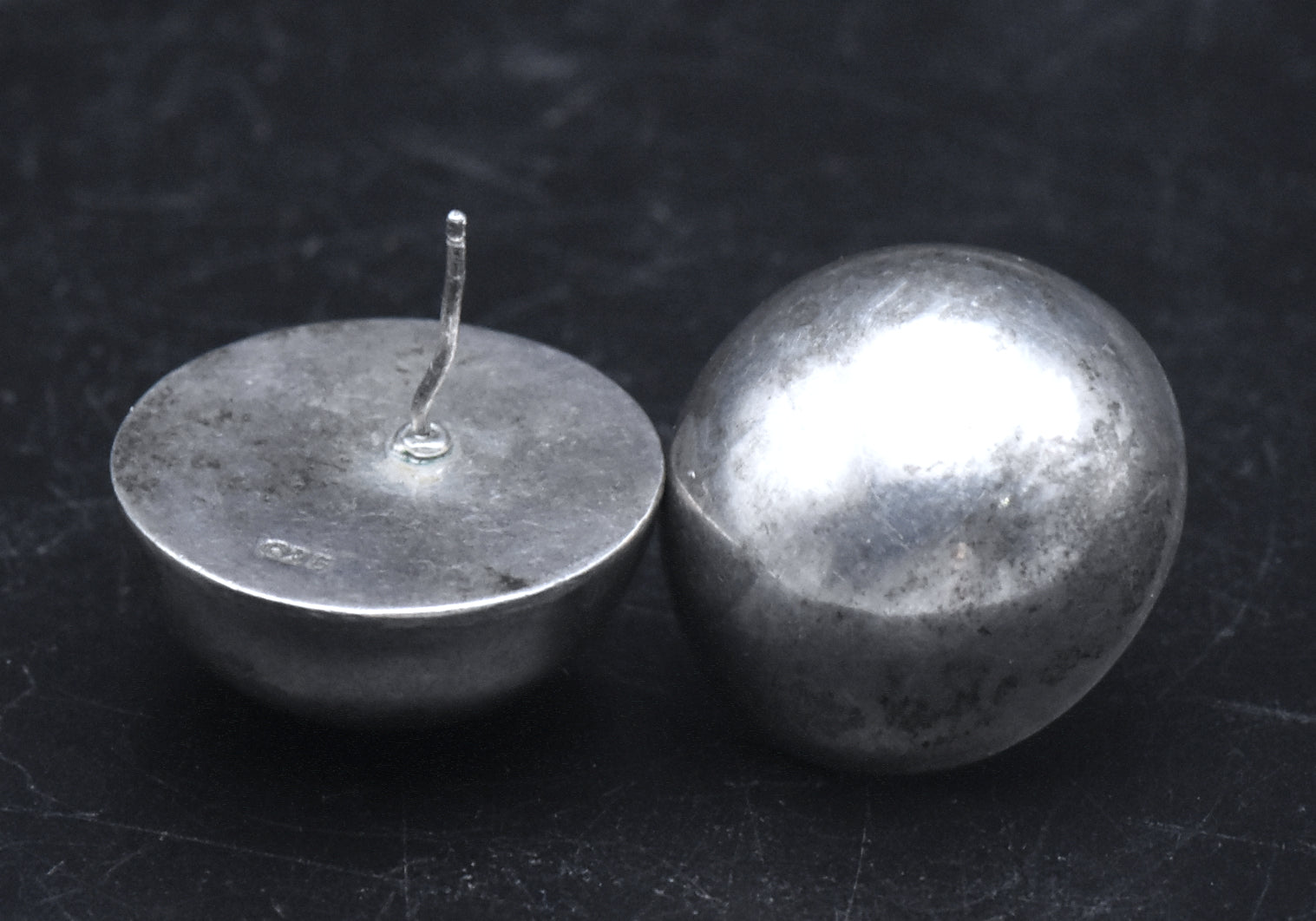 Vintage Handmade Sterling Silver Dome Earrings