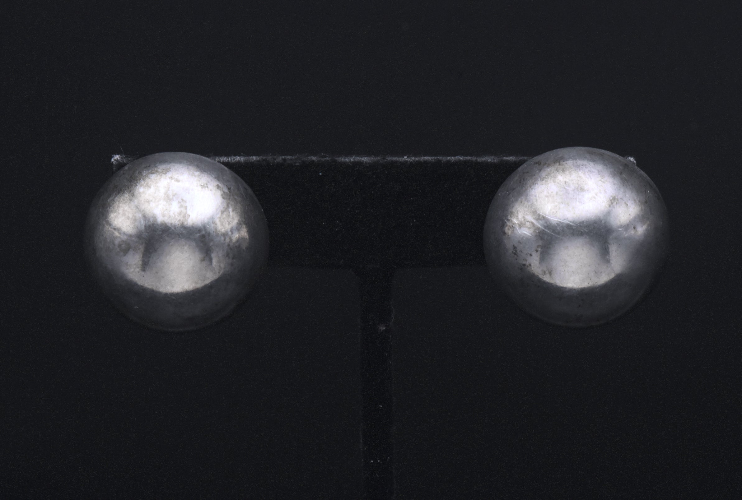 Vintage Handmade Sterling Silver Dome Earrings