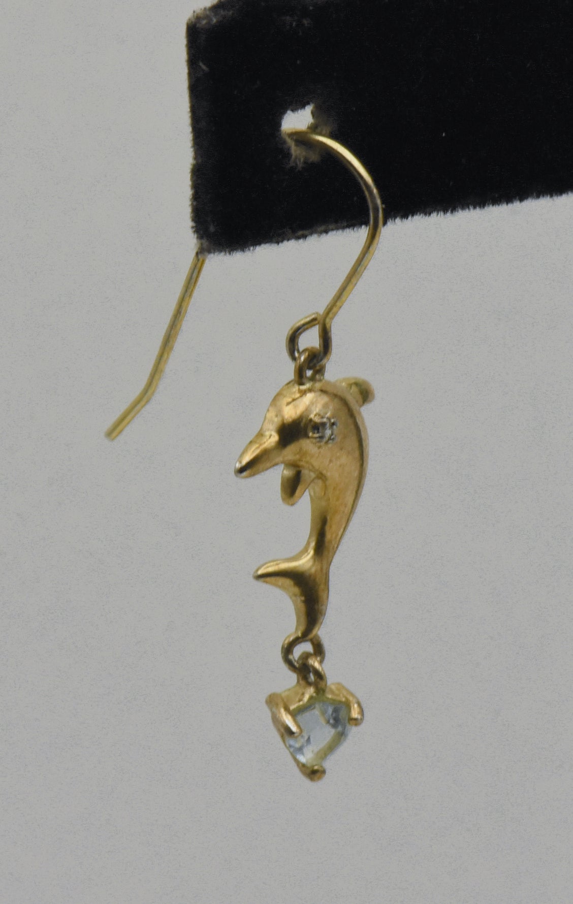 UNMATCHED Ross-Simons - Vintage Vermeil Diamond and Aquamarine Dolphin Dangle Earring