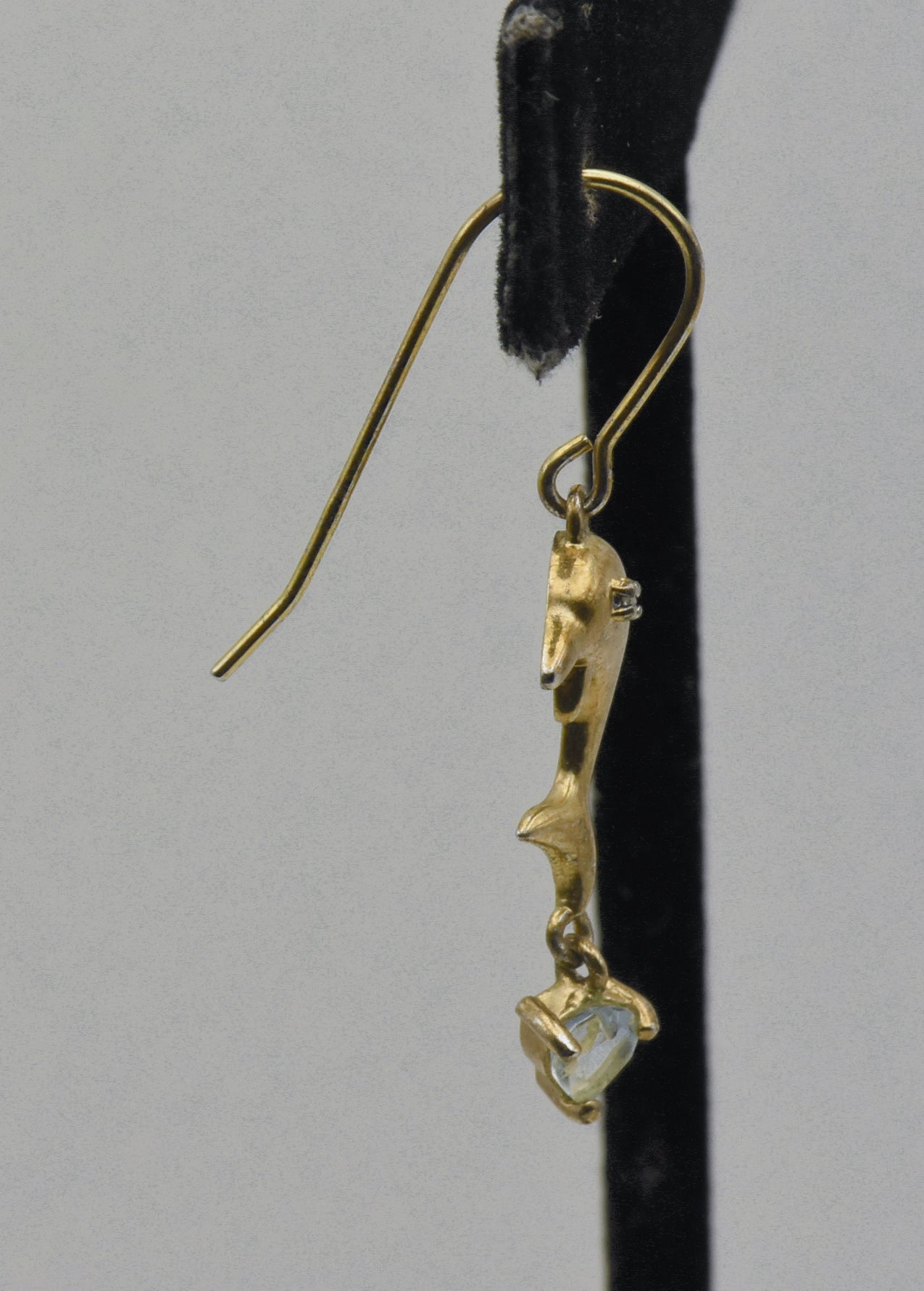 UNMATCHED Ross-Simons - Vintage Vermeil Diamond and Aquamarine Dolphin Dangle Earring