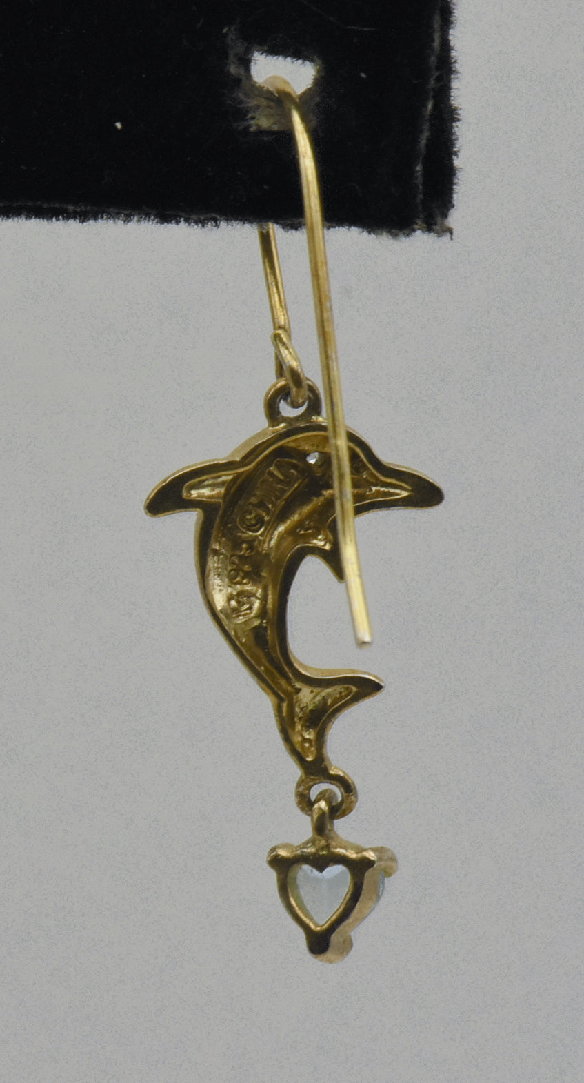 UNMATCHED Ross-Simons - Vintage Vermeil Diamond and Aquamarine Dolphin Dangle Earring