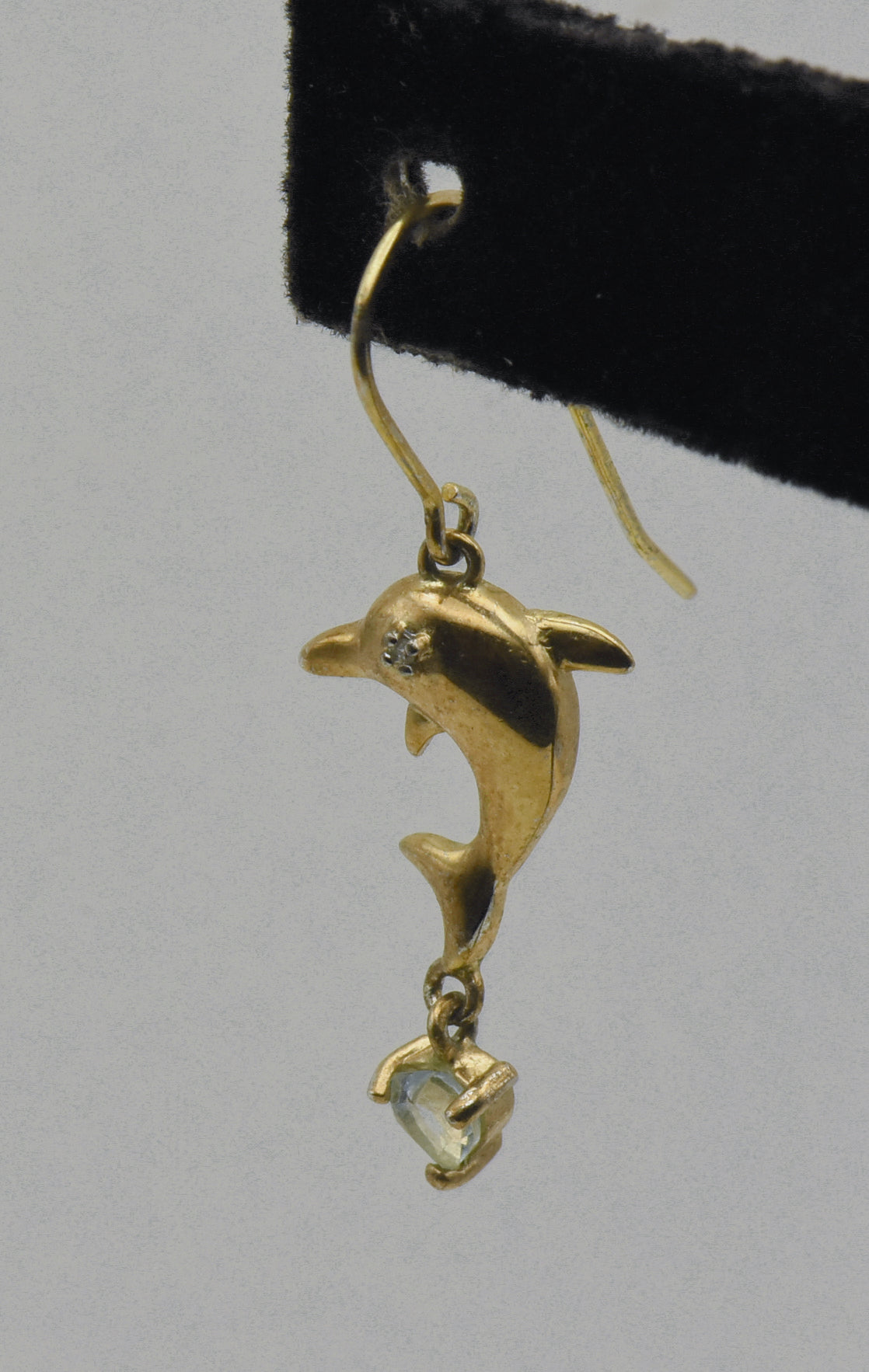 UNMATCHED Ross-Simons - Vintage Vermeil Diamond and Aquamarine Dolphin Dangle Earring