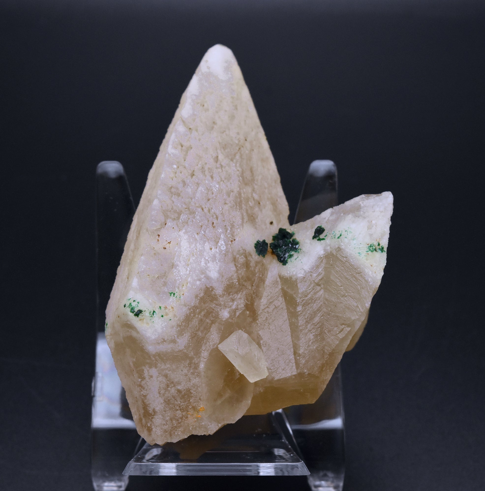 Malachite on Dogtooth Calcite Crystal Mineral Specimens - DRC